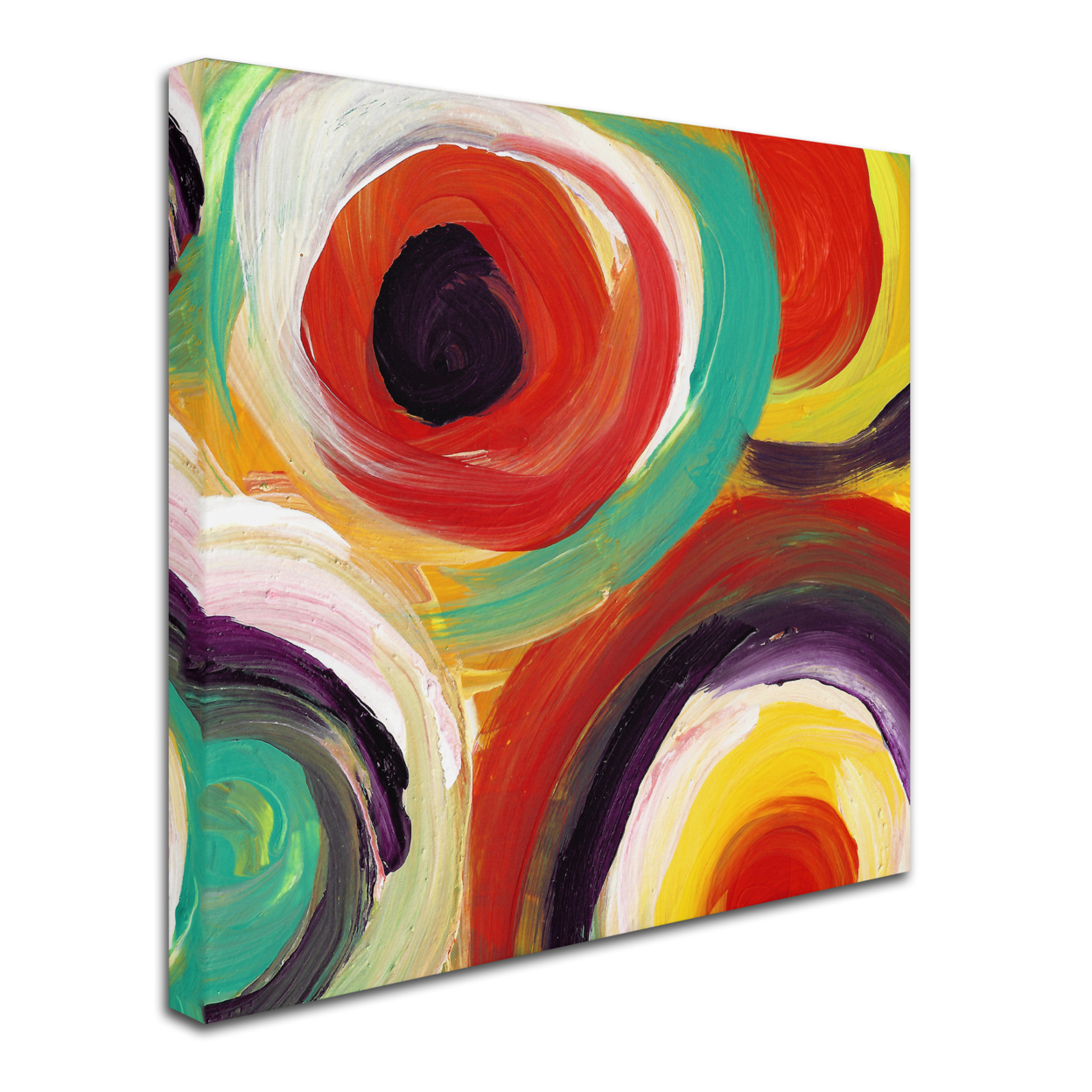 Amy Vangsgard 'Bright Bold Circles Square 2' Huge Canvas Art 35 X 35