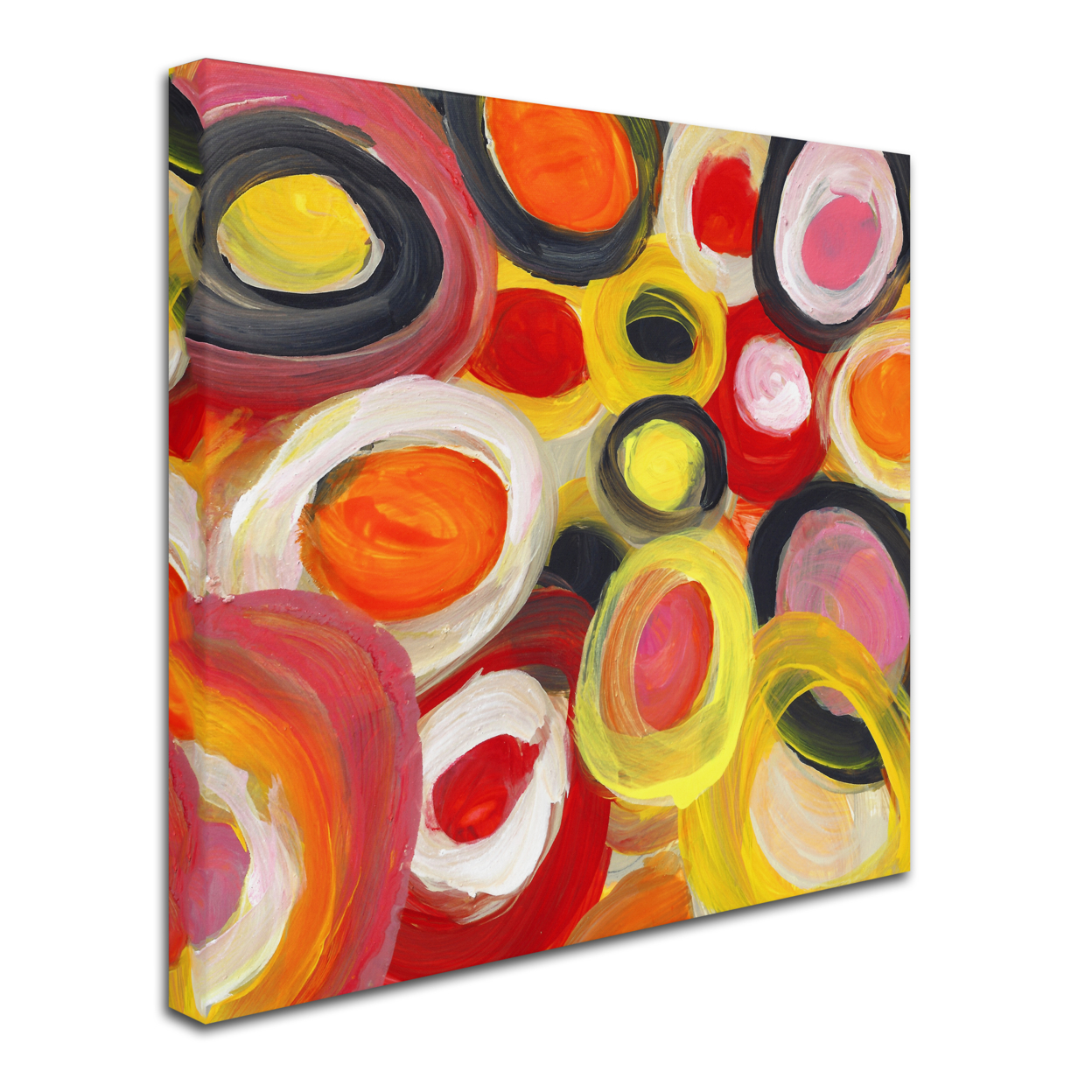 Amy Vangsgard 'Colorful Abstract Circles Square 1' Huge Canvas Art 35 X 35
