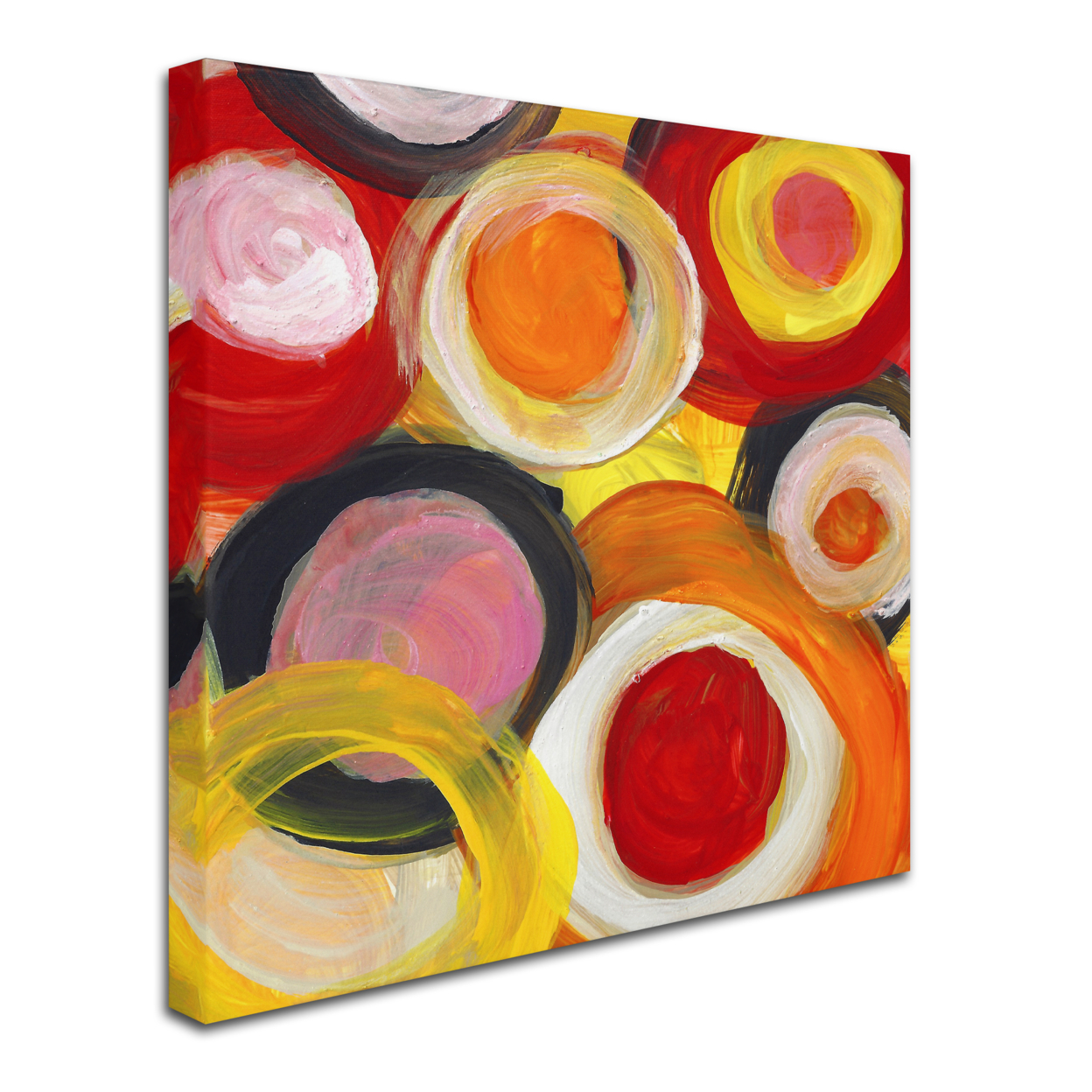 Amy Vangsgard 'Colorful Abstract Circles Square 2' Huge Canvas Art 35 X 35