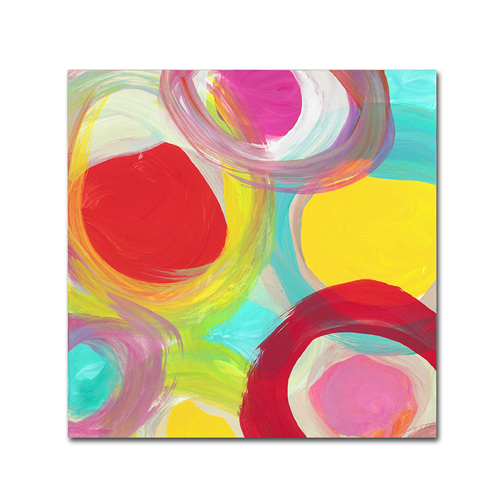 Amy Vangsgard 'Colorful Sun Circles Square 1' Huge Canvas Art 35 X 35