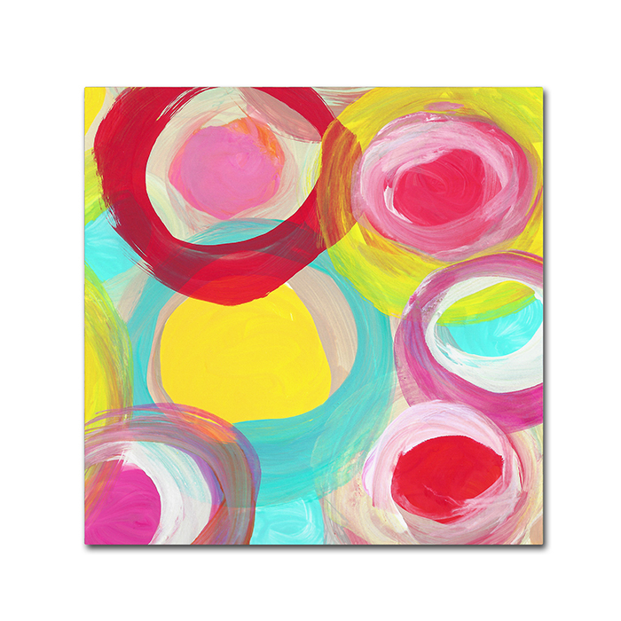 Amy Vangsgard 'Colorful Sun Circles Square 5' Huge Canvas Art 35 X 35