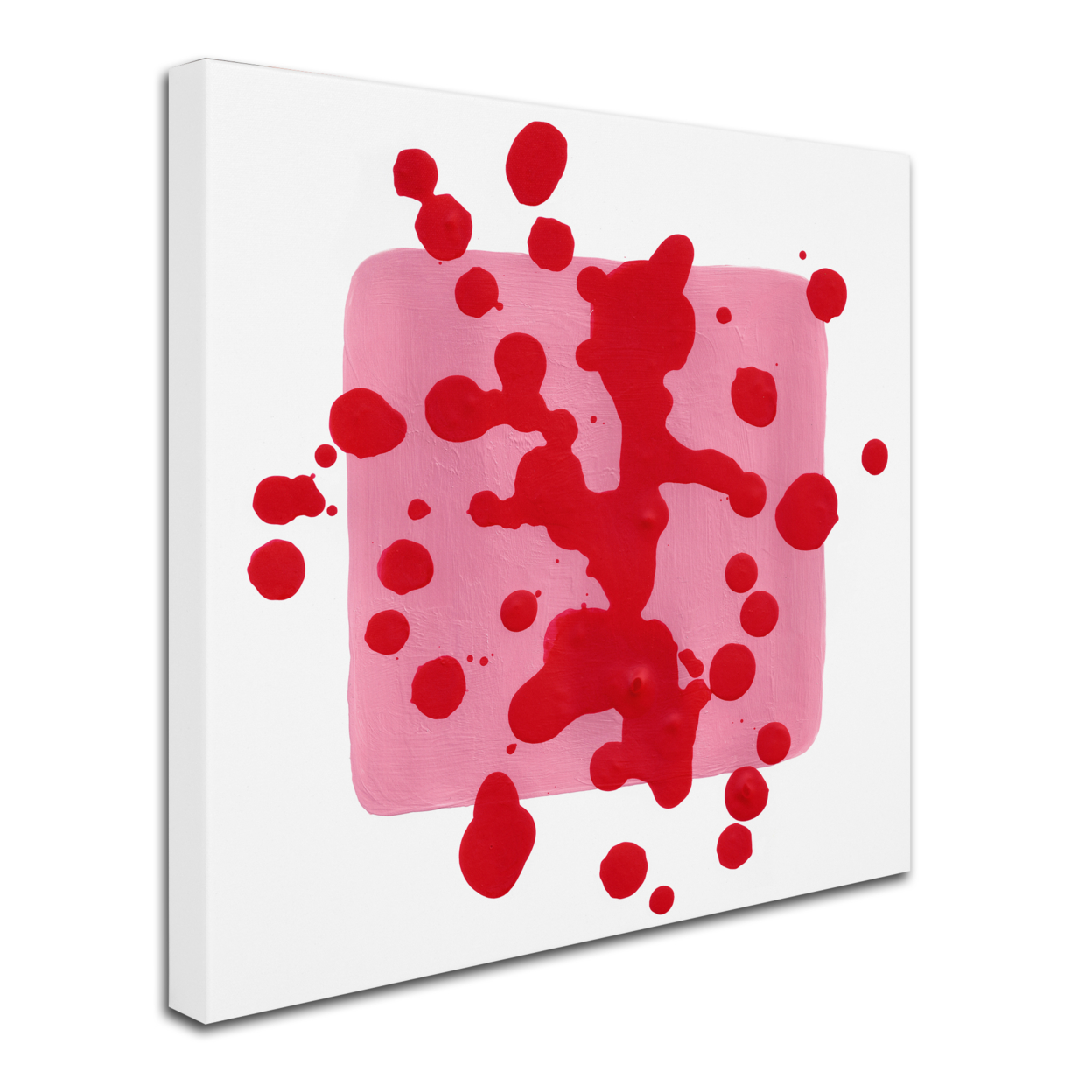 Amy Vangsgard 'Pink Square On White' Huge Canvas Art 35 X 35