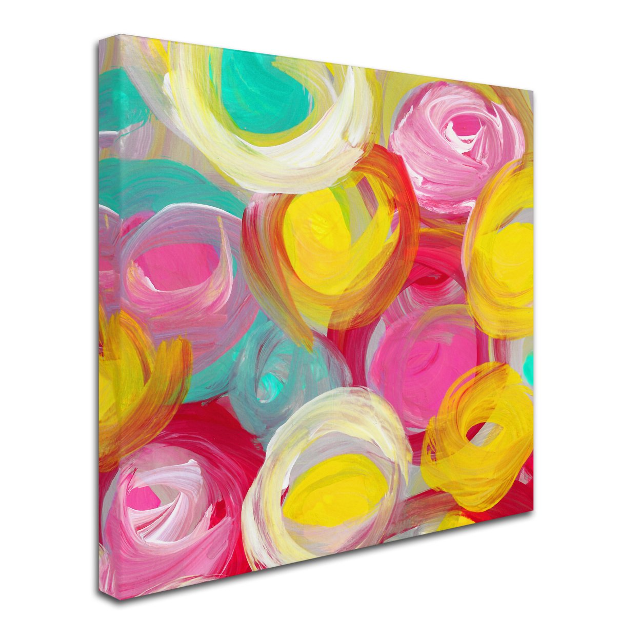 Amy Vangsgard 'Rose Garden Circles Square 1' Huge Canvas Art 35 X 35