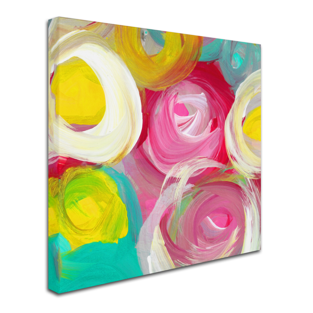 Amy Vangsgard 'Rose Garden Circles Square 2' Huge Canvas Art 35 X 35