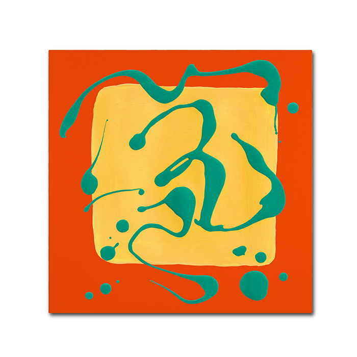 Amy Vangsgard 'Yellow Square On Orange' Huge Canvas Art 35 X 35