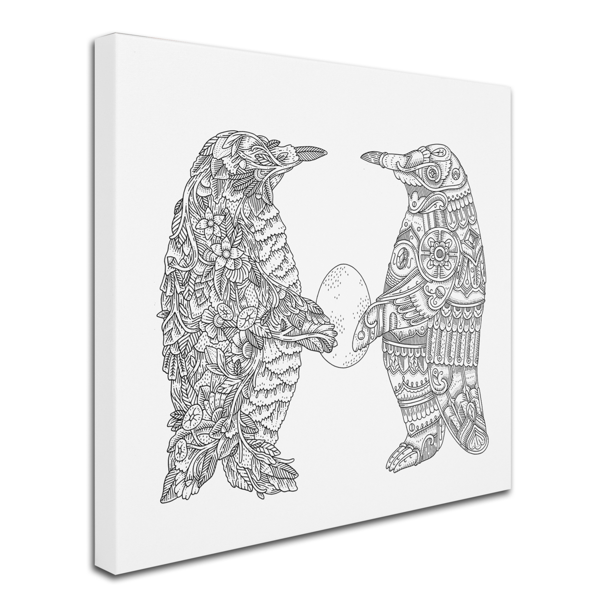 Filippo Cardu 'Penguin Lovers' Huge Canvas Art 35 X 35