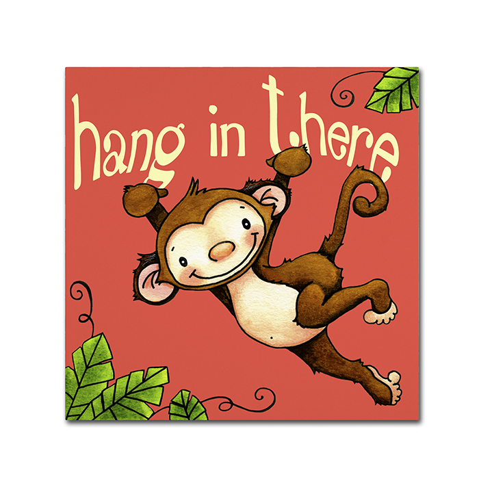 Jennifer Nilsson 'Hang In Monkey' Huge Canvas Art 35 X 35
