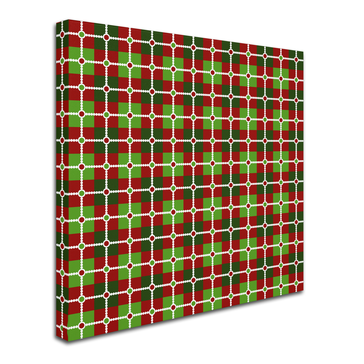 Jennifer Nilsson 'Dotted Christmas Plaid 2' Huge Canvas Art 35 X 35