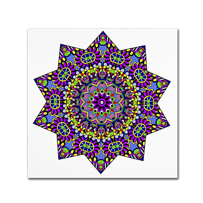 Kathy G. Ahrens 'Shining Mandala In Purples' Huge Canvas Art 35 X 35