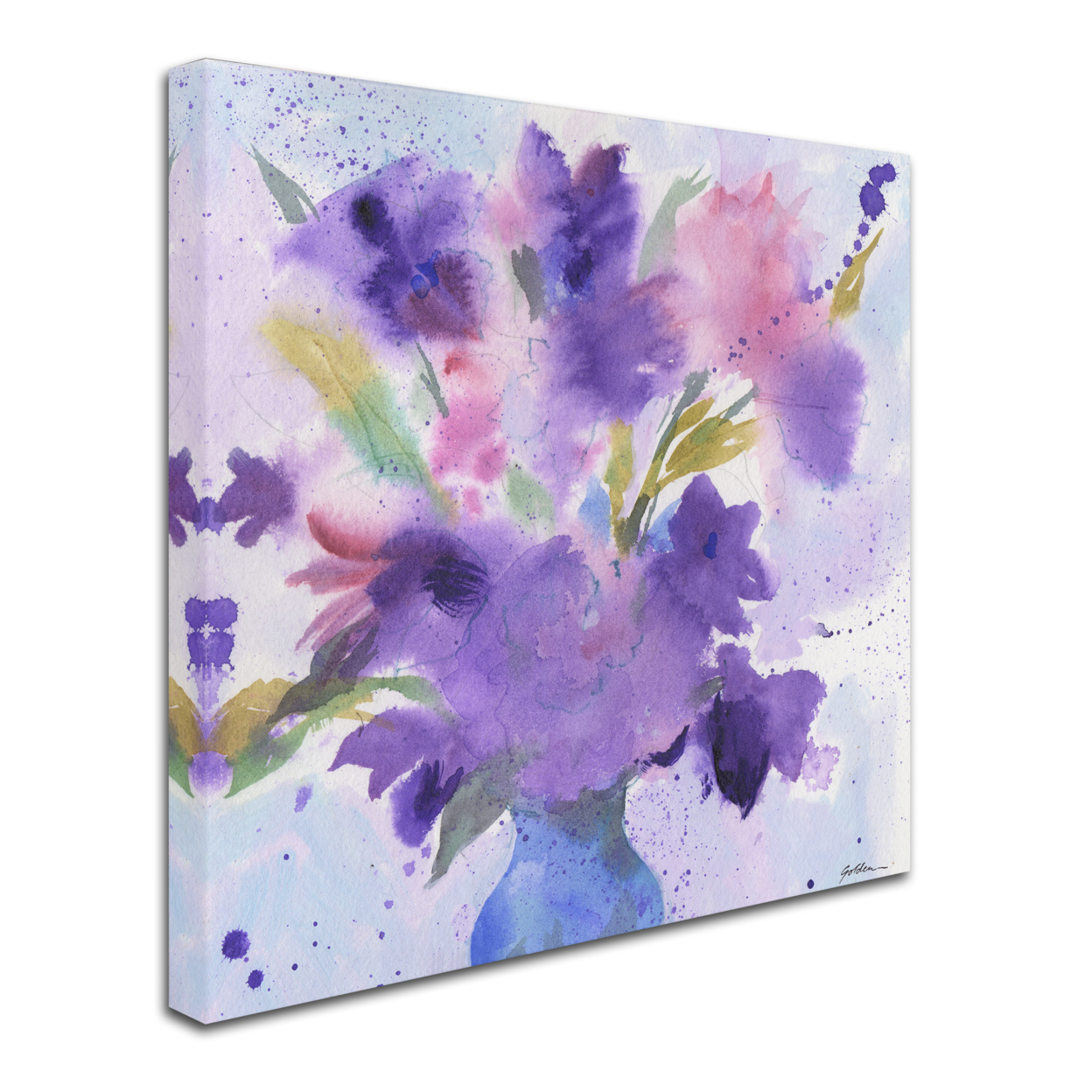 Sheila Golden 'Purple Blossoms' Huge Canvas Art 35 X 35