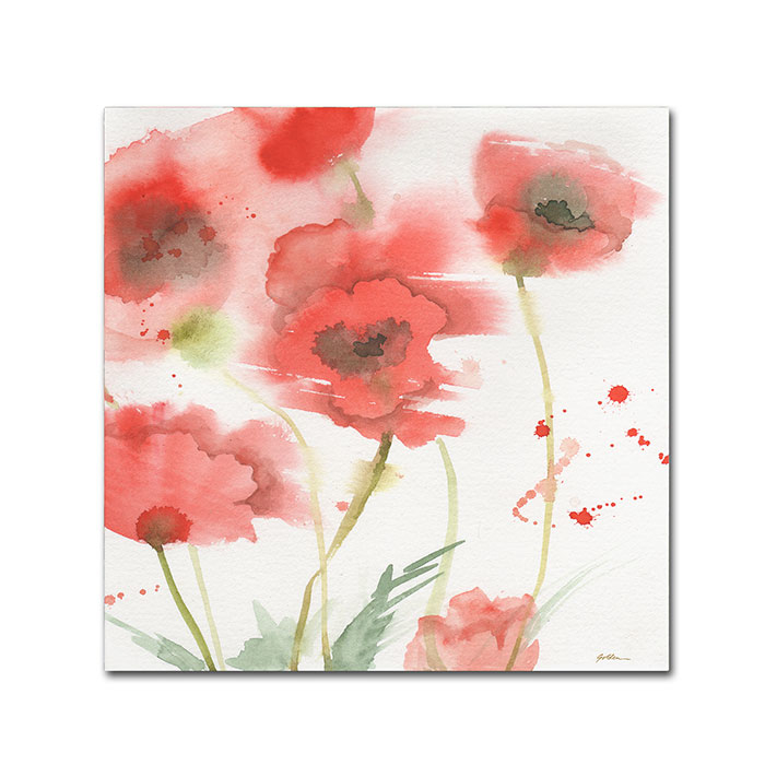 Sheila Golden 'Awakening Poppies' Huge Canvas Art 35 X 35