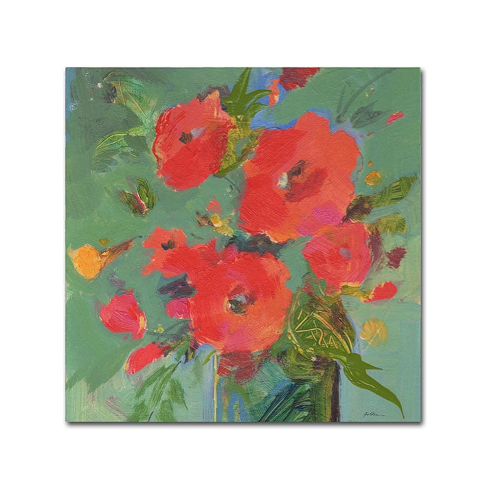 Sheila Golden 'Crimson Bouquet' Huge Canvas Art 35 X 35
