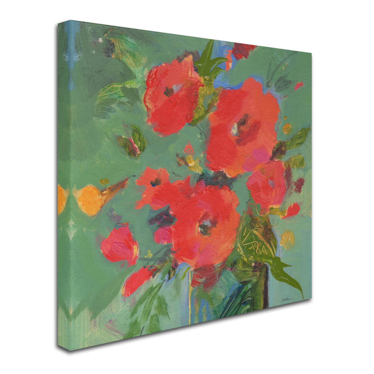 Sheila Golden 'Crimson Bouquet' Huge Canvas Art 35 X 35