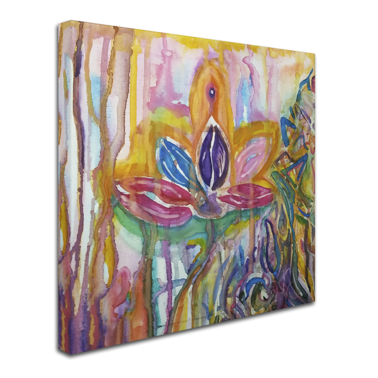 Lauren Moss 'Lotus' Huge Canvas Art 35 X 35