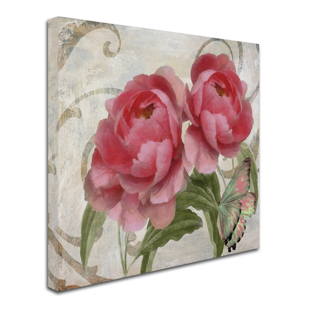 Color Bakery 'Apricot Peonies I' Huge Canvas Art 35 X 35