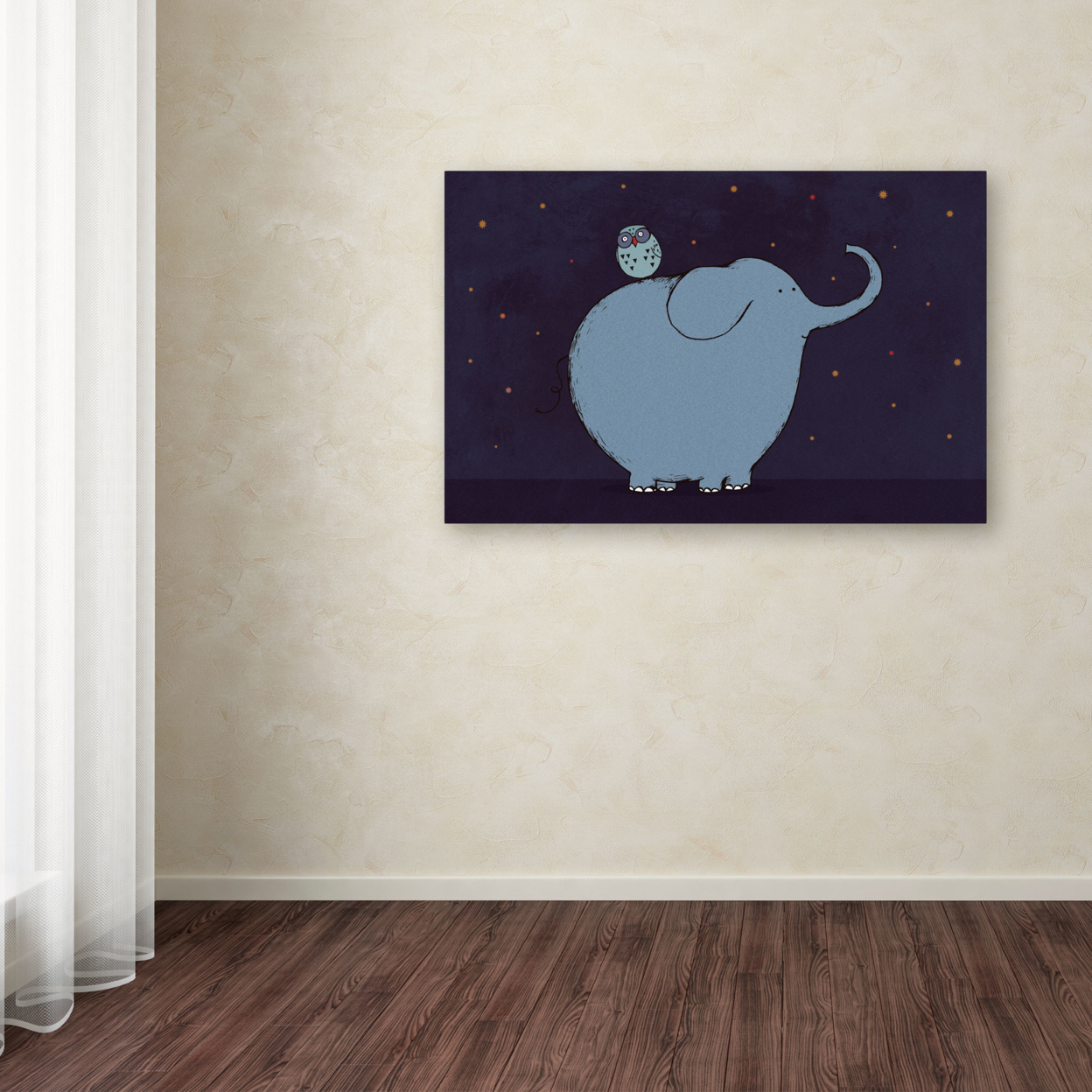 Carla Martell 'Owl And Elephant' Canvas Art 16 X 24