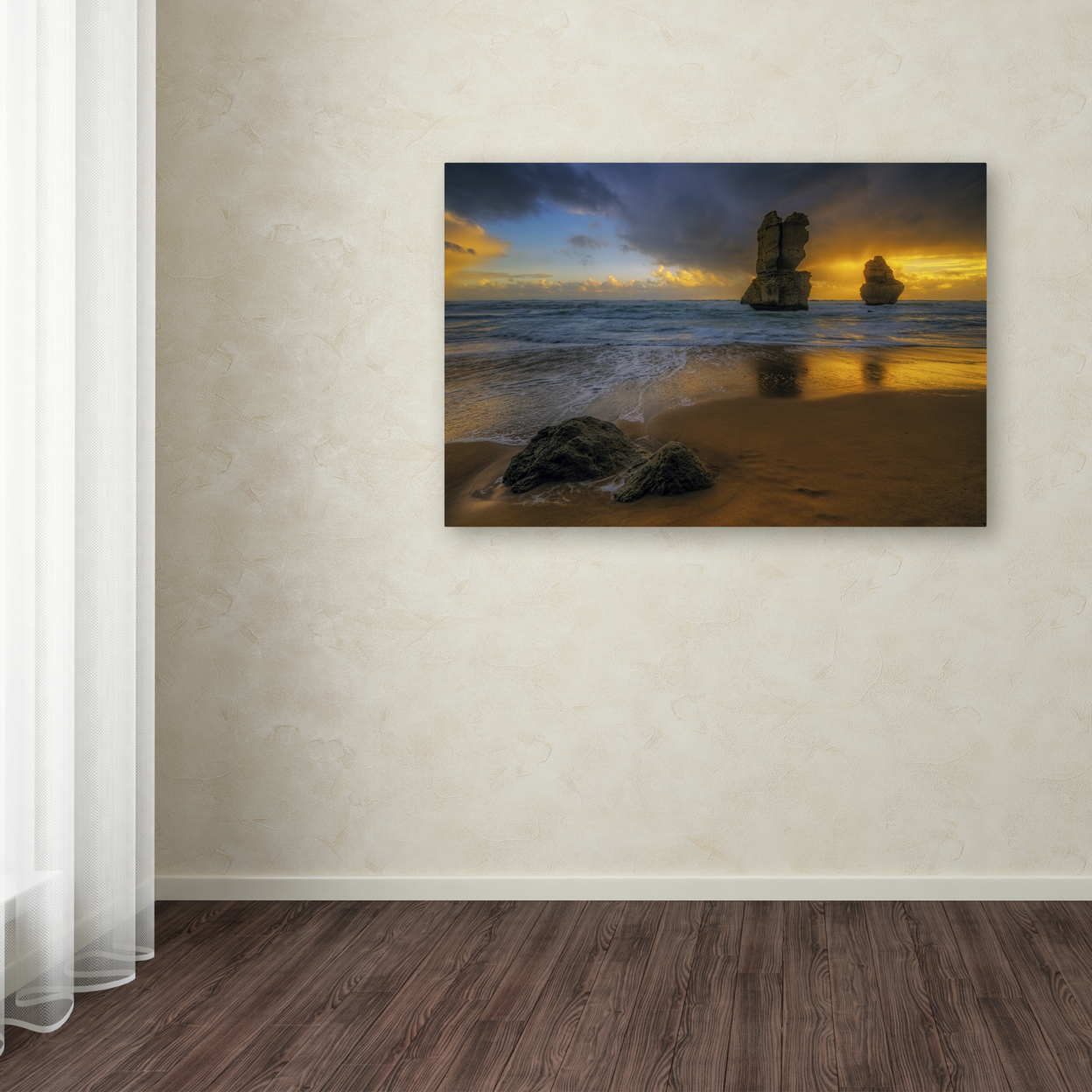 Lincoln Harrison 'Beach At Sunset' Canvas Art 16 X 24