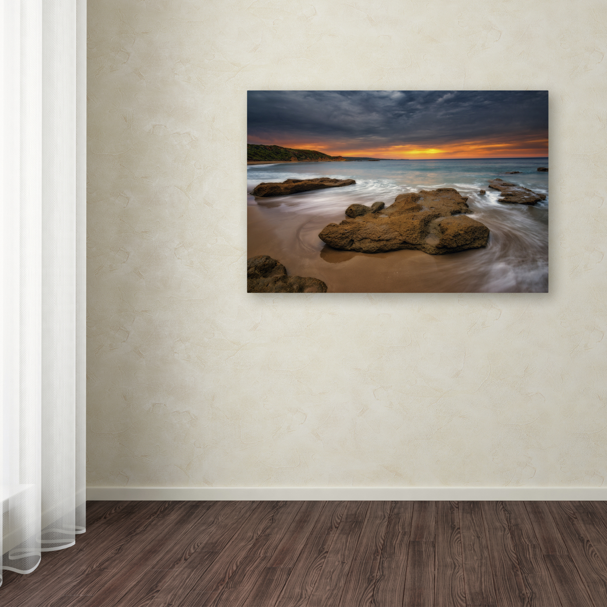 Lincoln Harrison 'Beach At Sunset 5' Canvas Art 16 X 24