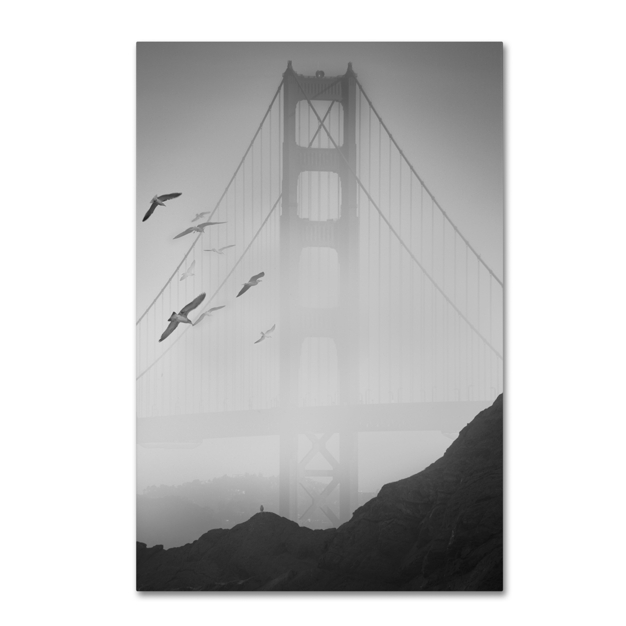 Moises Levy 'Golden Gate Pier And Birds I' Canvas Art 16 X 24