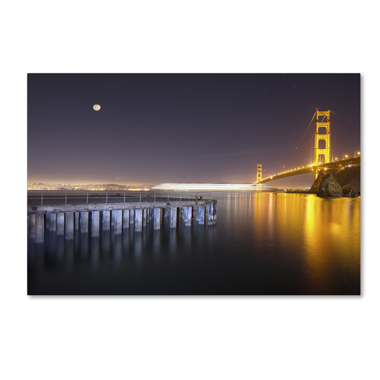 Moises Levy 'Golden Gate Pier And Stars' Canvas Art 16 X 24