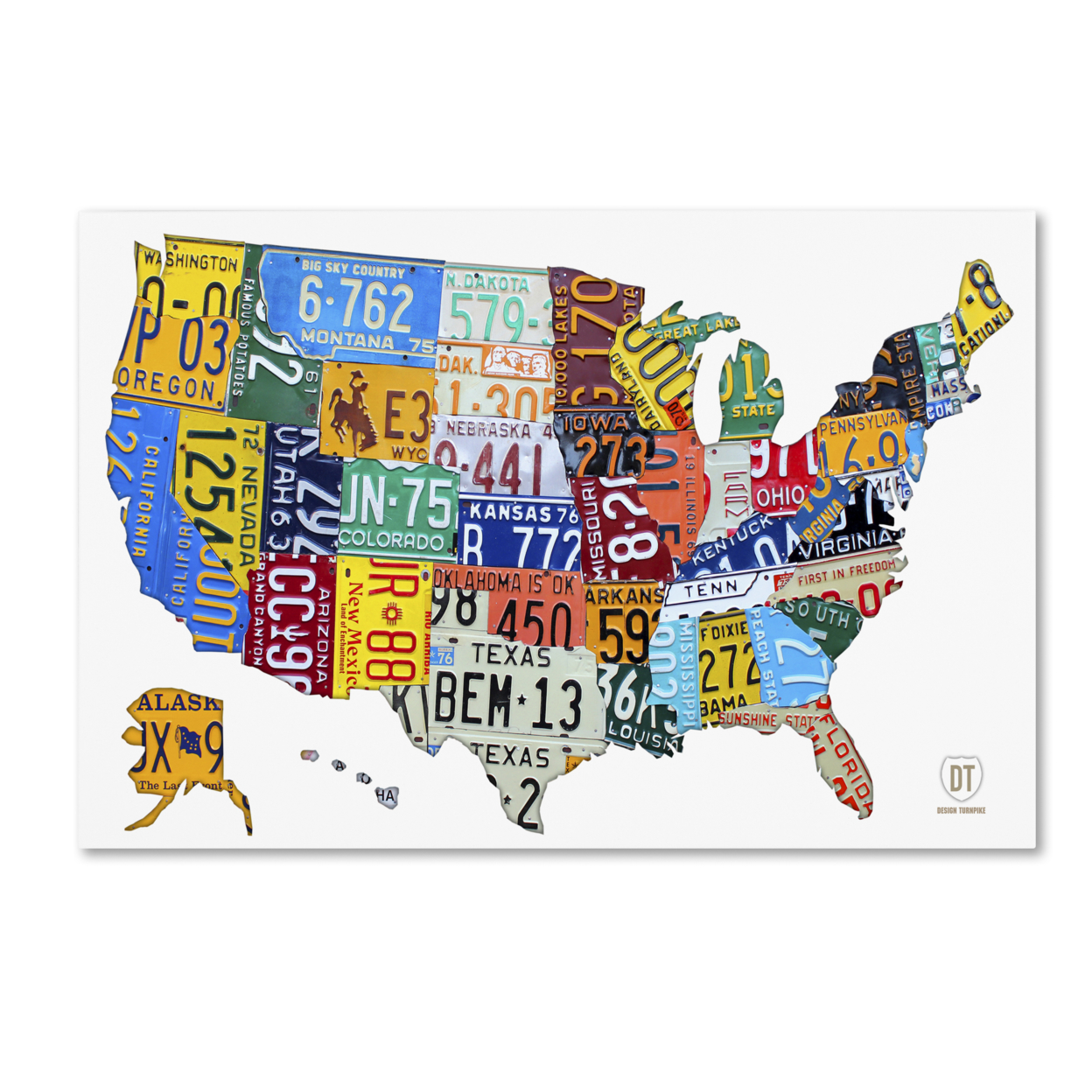 Design Turnpike 'License Plate Map USA 2' Canvas Art 16 X 24