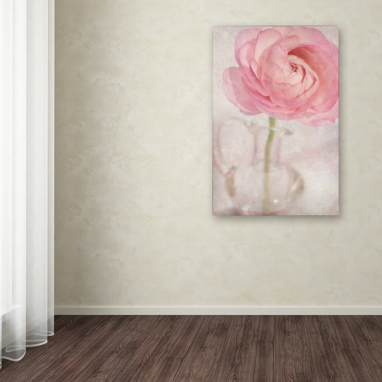 Cora Niele 'Single Rose Pink Flower' Canvas Art 16 X 24