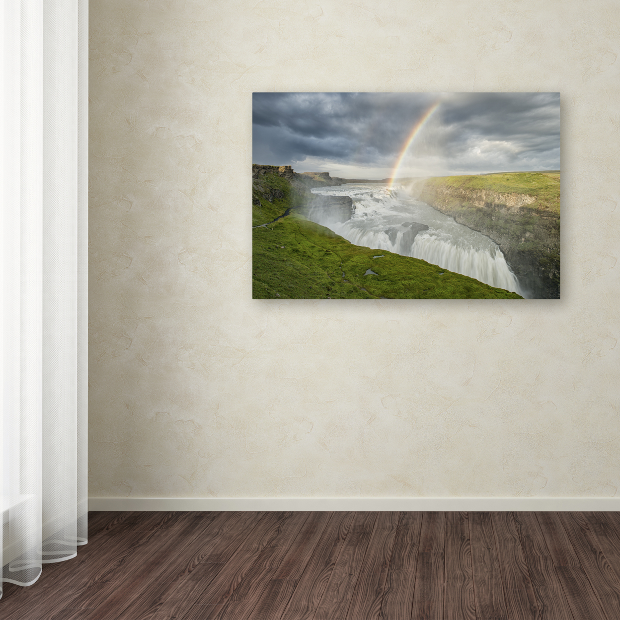 Michael Blanchette Photography 'Gullfoss Rainbow' Canvas Art 16 X 24