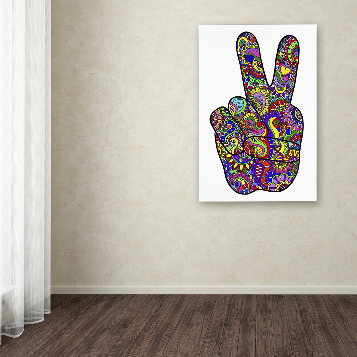 Kathy G. Ahrens 'Psychedelic Mehndi Peace Sign' Canvas Art 16 X 24
