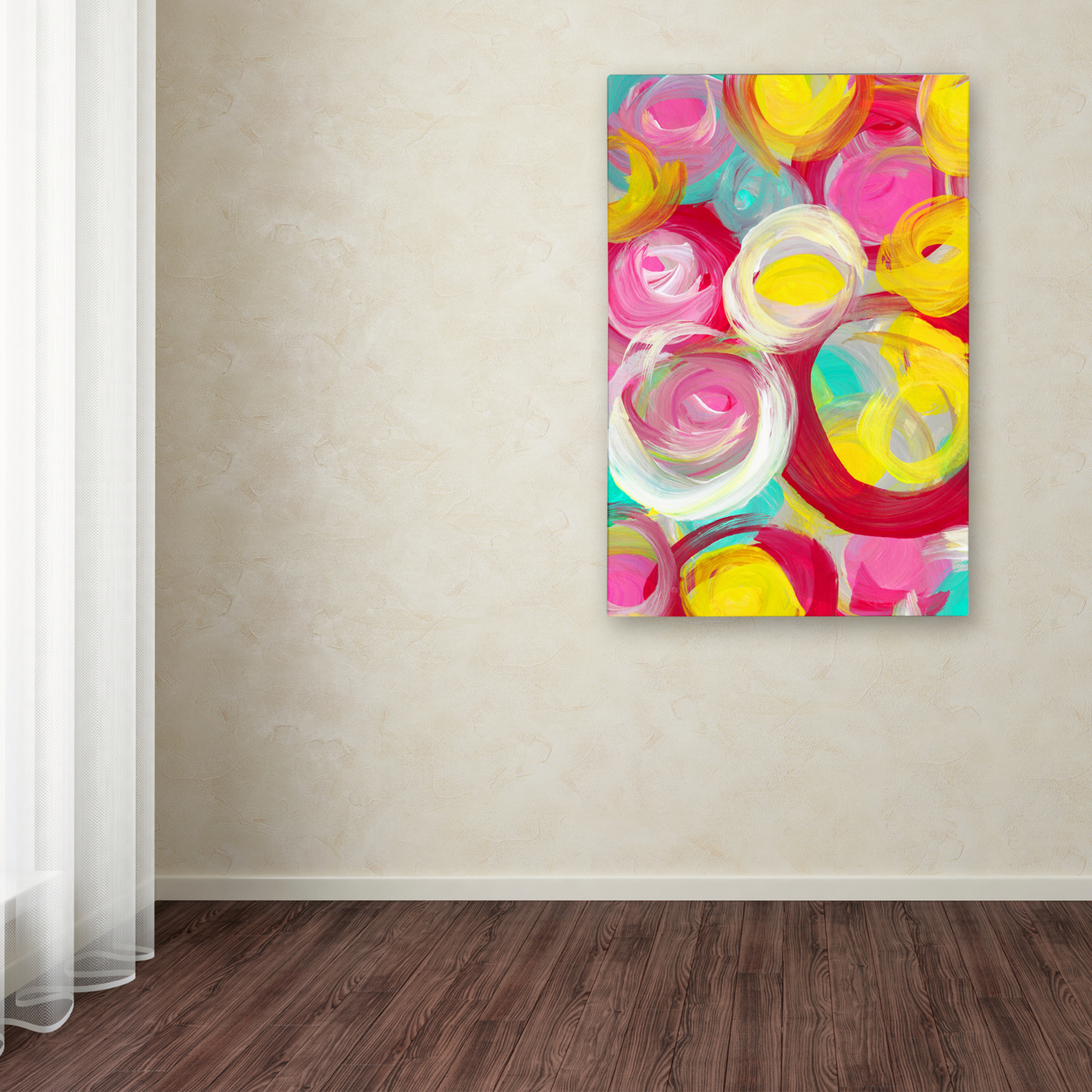Amy Vangsgard 'Rose Garden Circles Vertical 3' Canvas Art 16 X 24