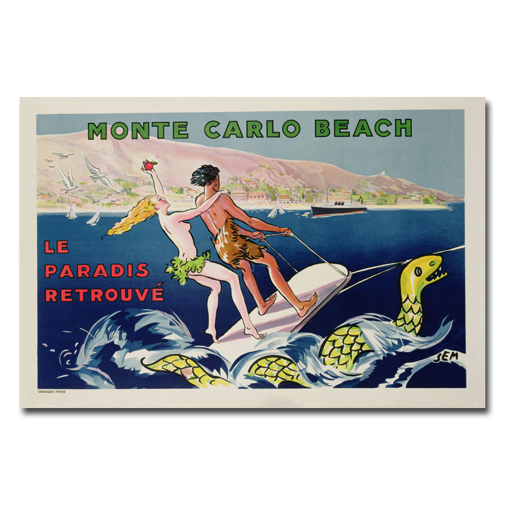 Georges Goursat 'Monte Carlo Beach 1932' Canvas Art 16 X 24