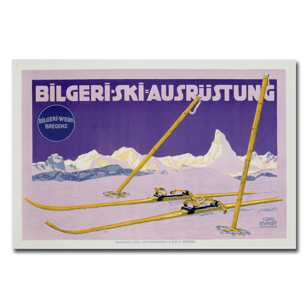 Carl Kunst 'Skiing In Austria 1912' Canvas Art 16 X 24