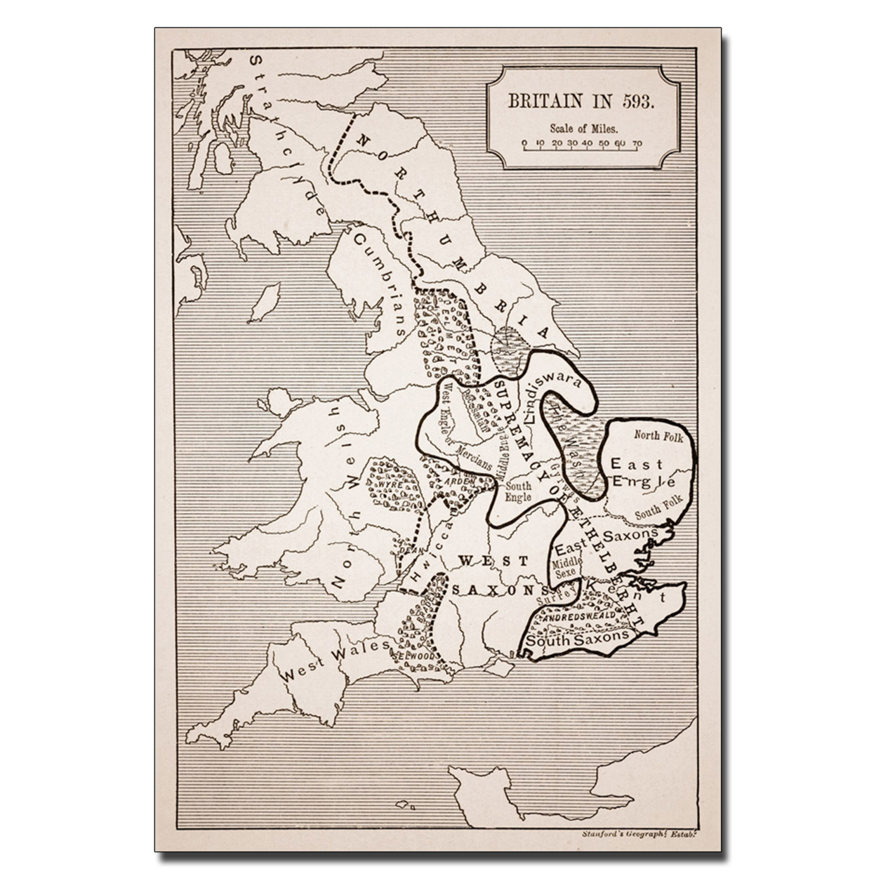 Map Of Britain In 593' Canvas Art 16 X 24