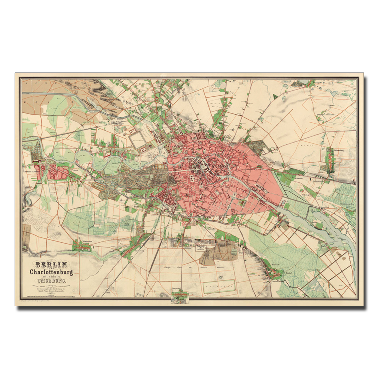 Map Of Berlin 1857' Canvas Art 16 X 24
