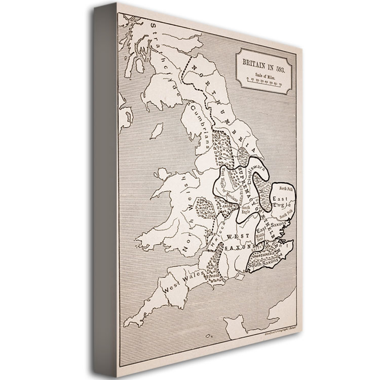 Map Of Britain In 593' Canvas Art 16 X 24