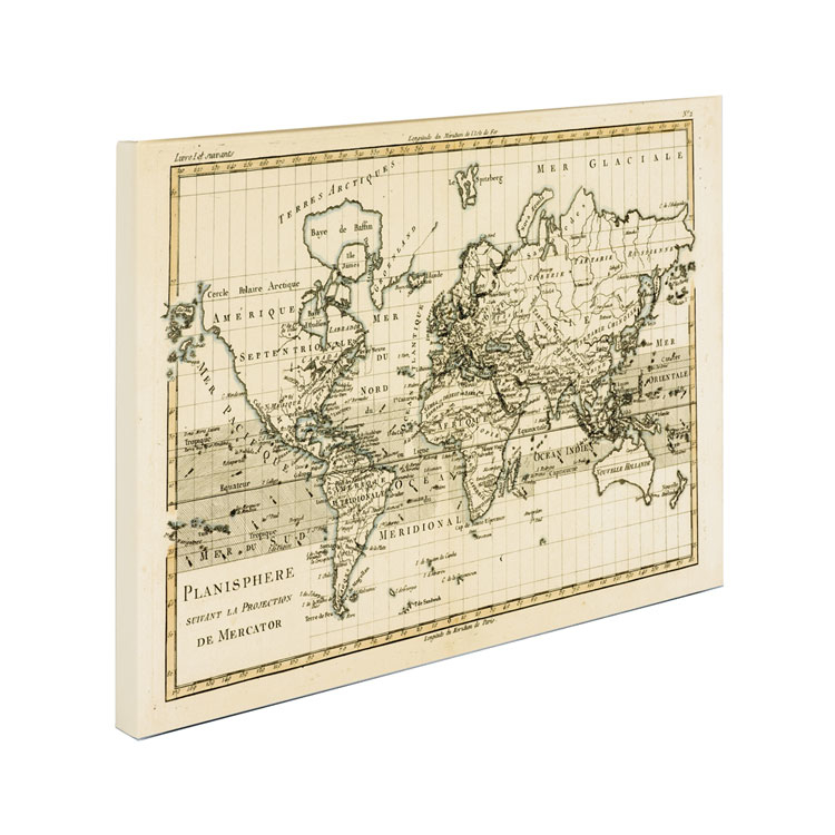 Charles Bonne 'Mercator Map Of The World' Canvas Art 16 X 24