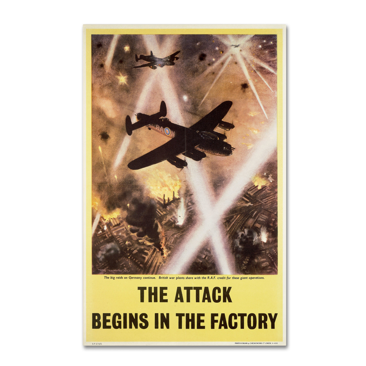 Attack Begins In Factory Propaganda Poster' Canvas Art 16 X 24