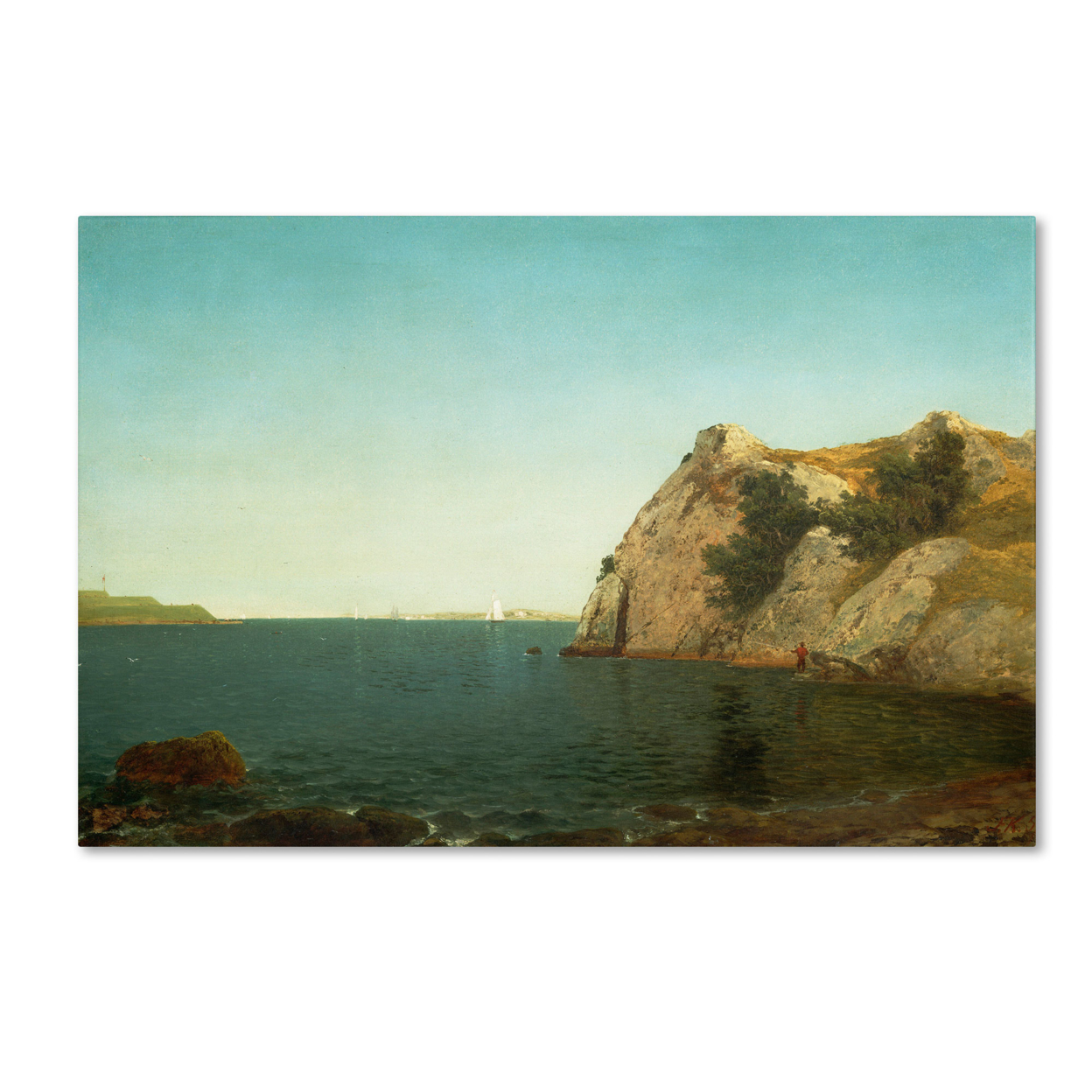 John Kensett 'Beacon Rock Newport Harbour 1857' Canvas Art 16 X 24