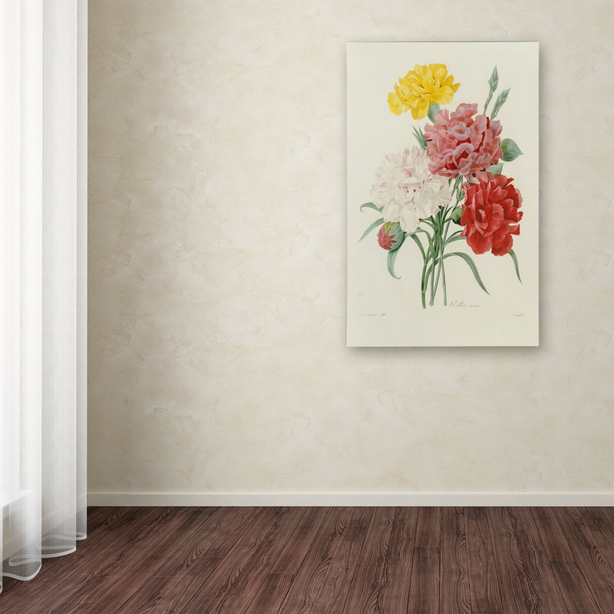 Joseph Redoute 'Carnations From Choix' Canvas Art 16 X 24