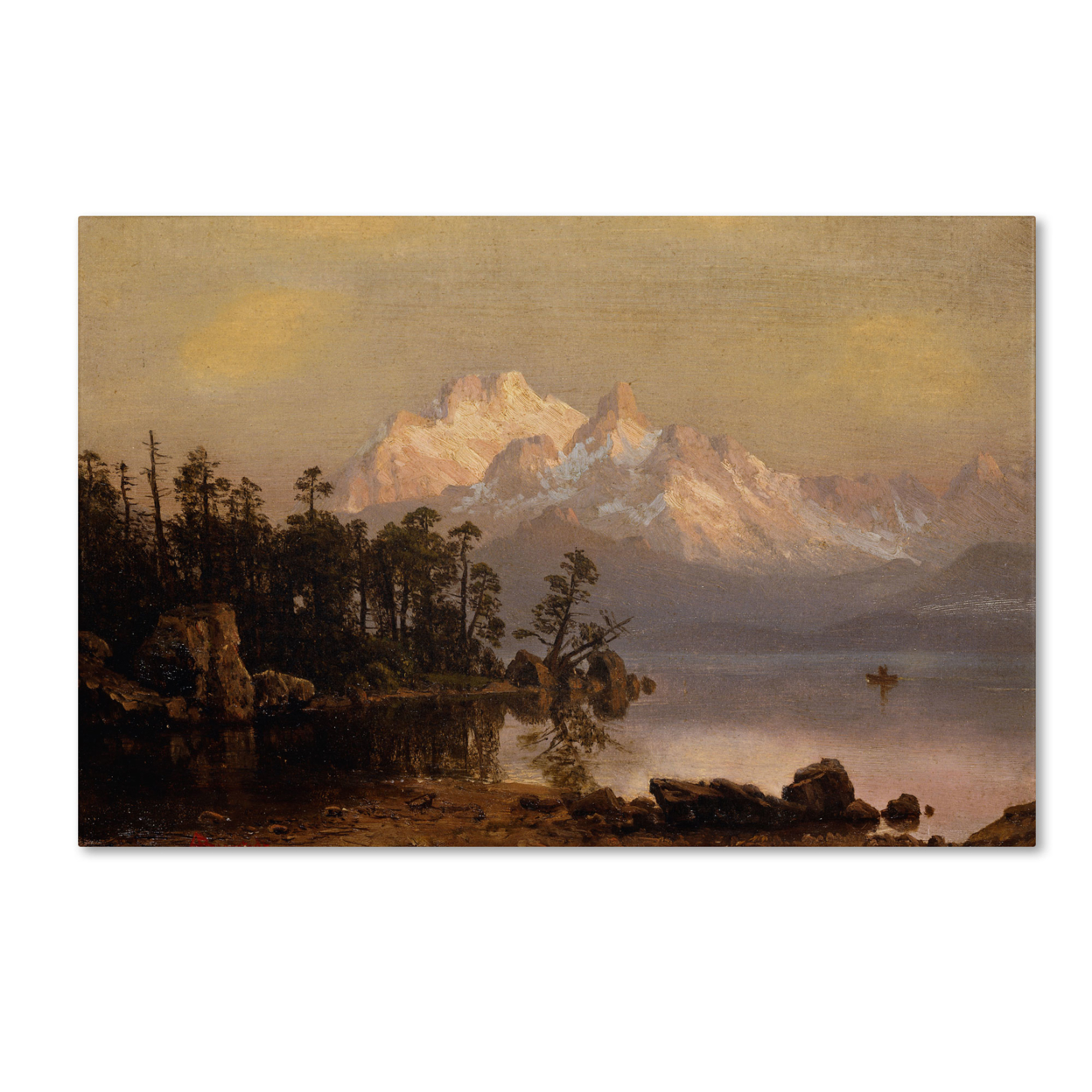 Albert Bierstadt 'Mountain Canoeing' Canvas Art 16 X 24