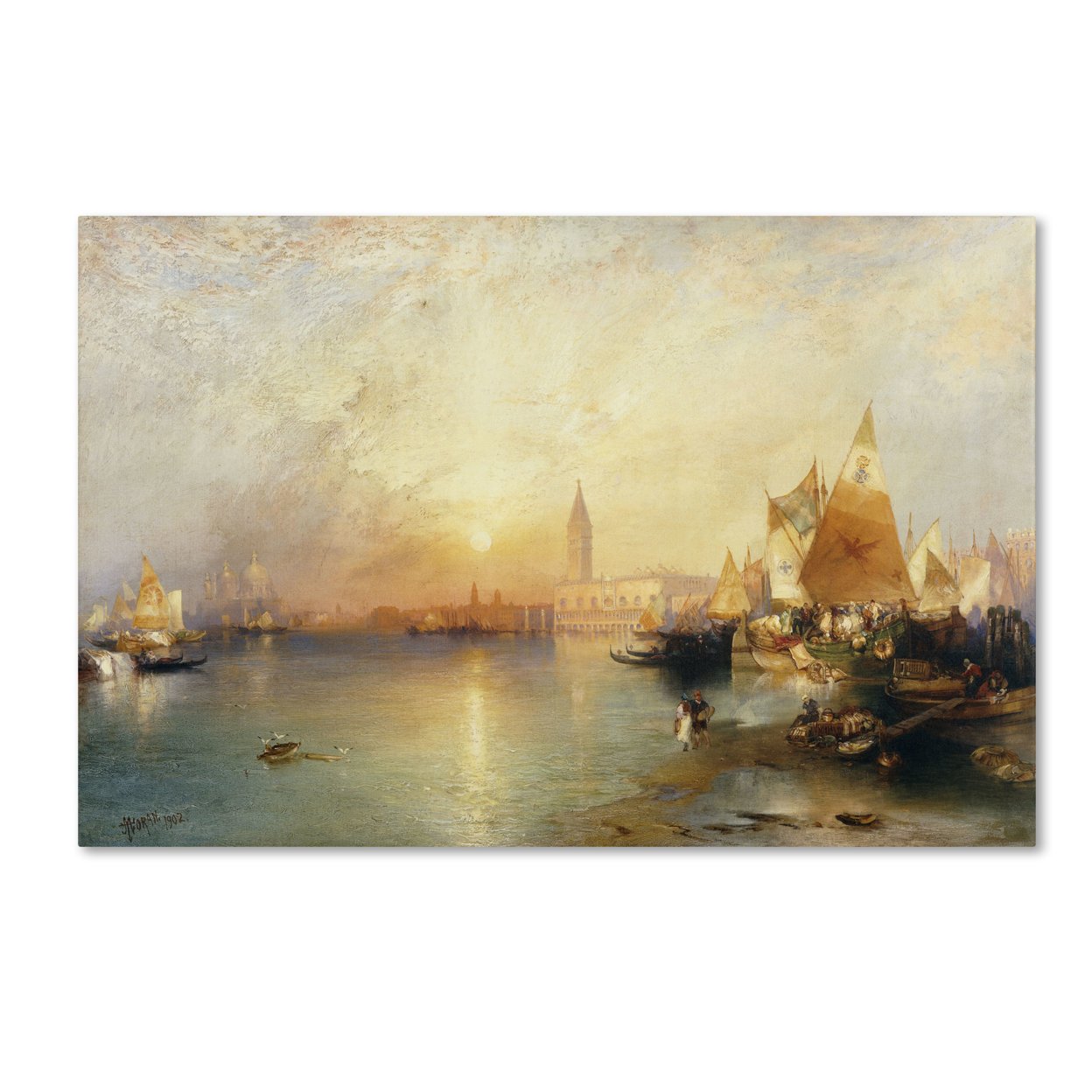 Thomas Moran 'Sunset Venice 1902' Canvas Art 16 X 24
