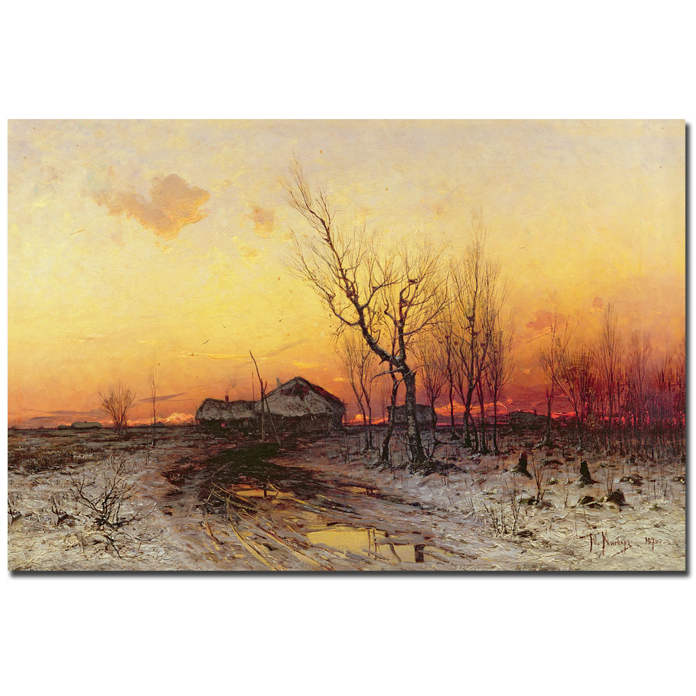 Julius Klever 'Winter Landscape' Canvas Art 16 X 24