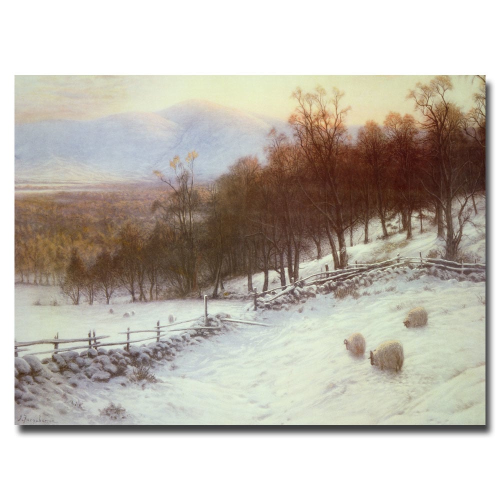 Joseph Farquharson 'Snow Covered Fields With Sheep' Canvas Art 16 X 24