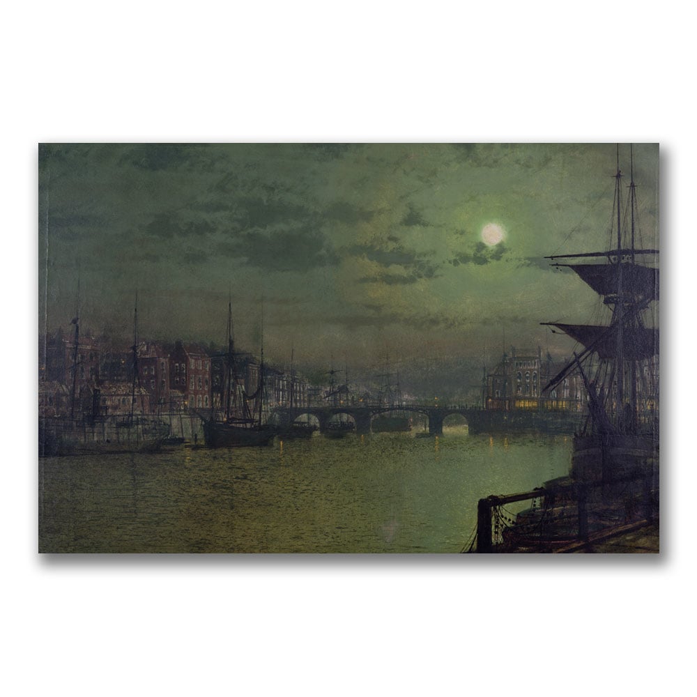 John Grimshaw 'Baiting The Lines, Whitby' Canvas Art 16 X 24