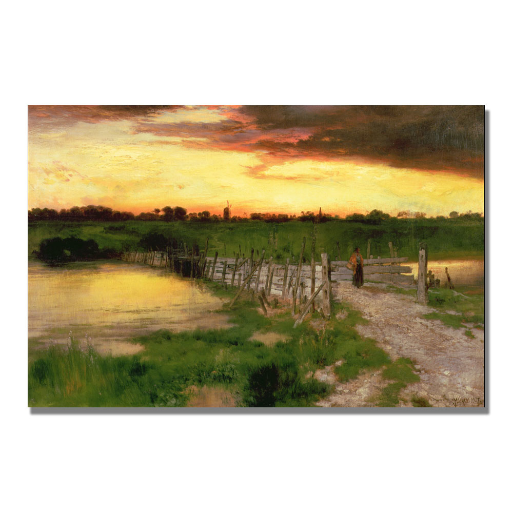 Thomas Moran 'The Old Bridge Over Hook Pond' Canvas Art 16 X 24