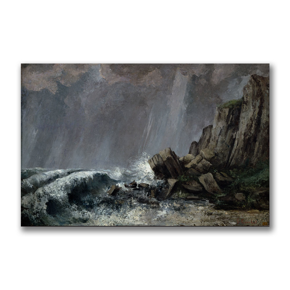 Gustave Courbet 'Downpour At Etretat' Canvas Art 16 X 24