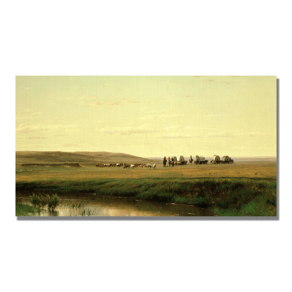 Thomas Ehittredge 'A Wagon Train On The Plain' Canvas Art 16 X 24