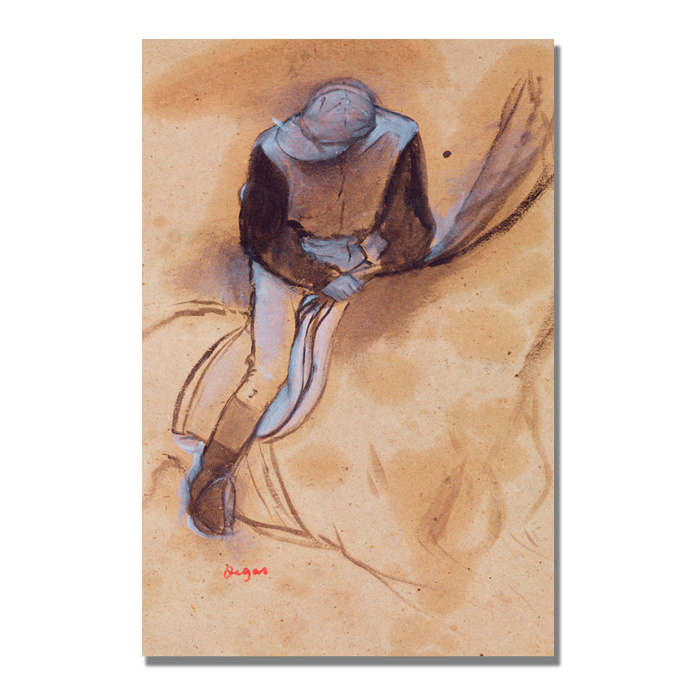 Edgar Degas 'Jockey Flexed Forward In Saddle' Canvas Art 16 X 24