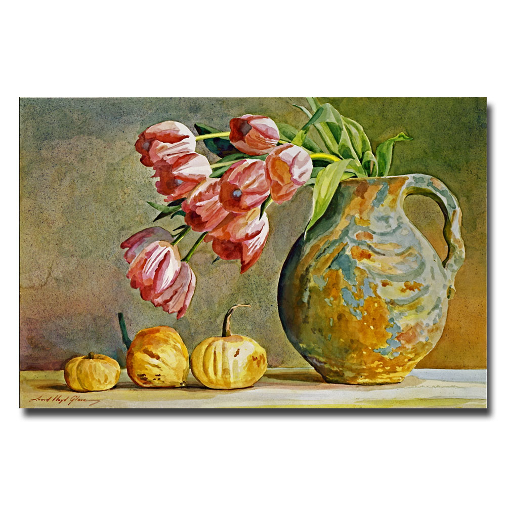 David Lloyd Glover 'Soft Tulips In The Pottery' Canvas Art 16 X 24