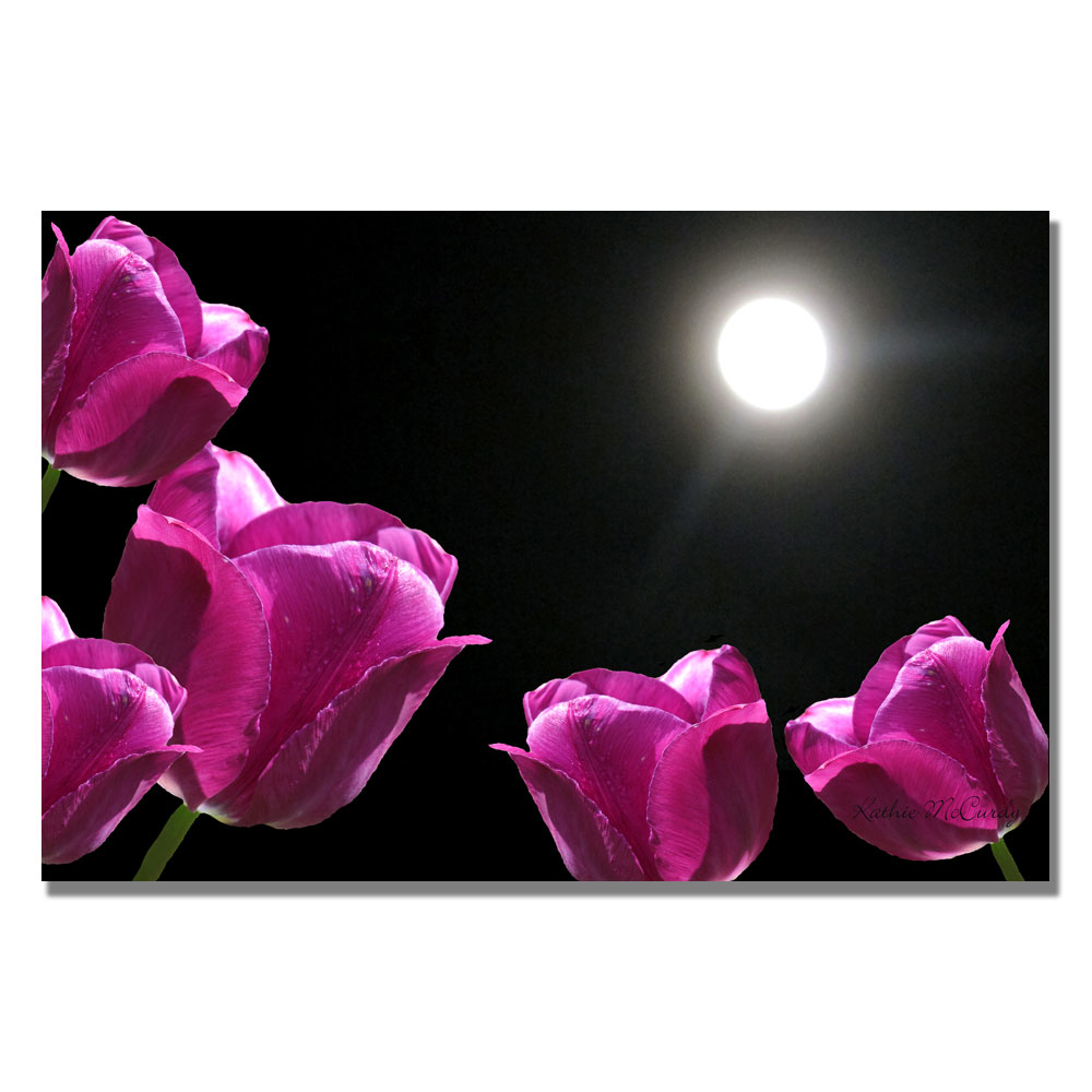 Kathie McCurdy 'Tulips In The Moonlight' Canvas Art 16 X 24