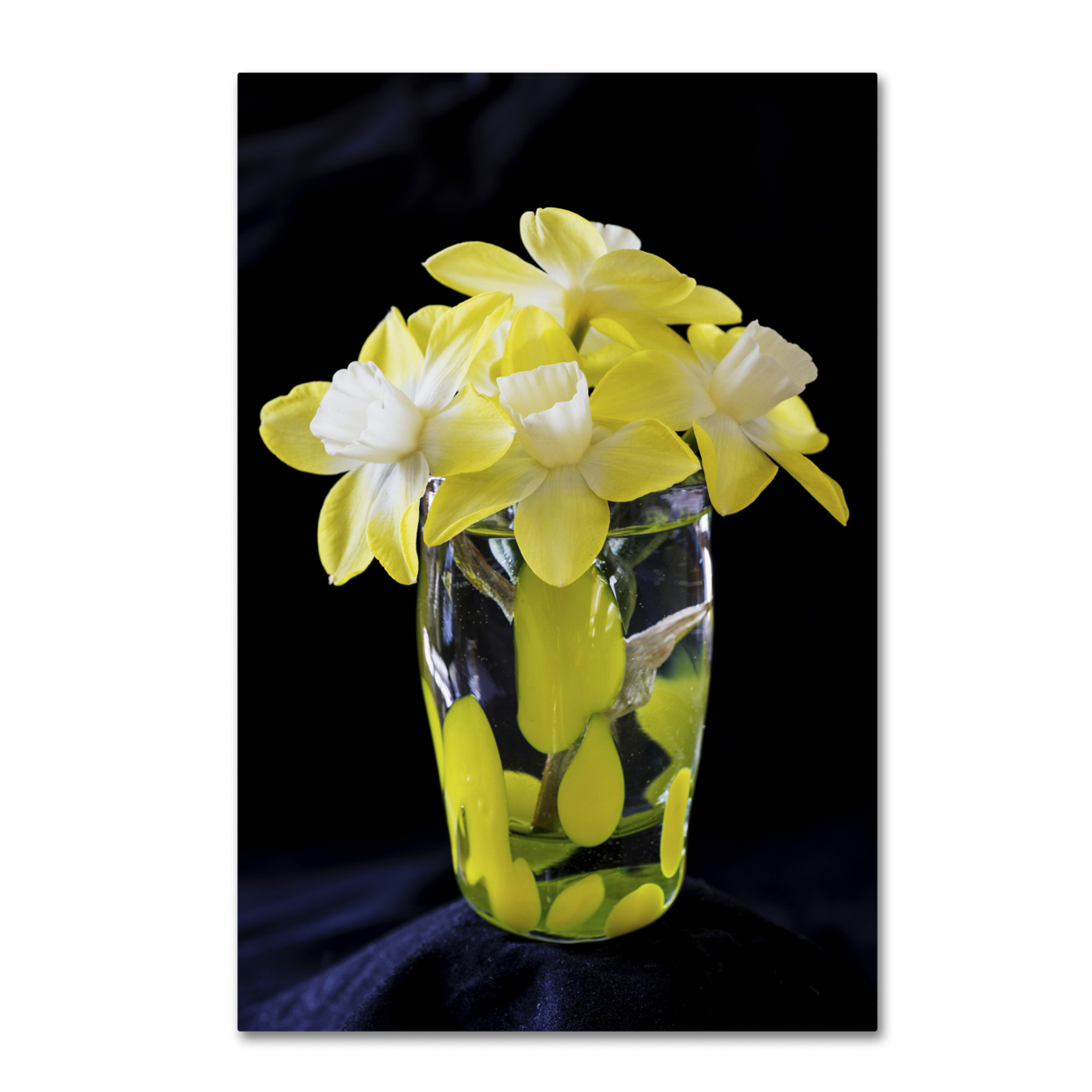 Kurt Shaffer 'Vase Of Little Daffodils' Canvas Art 16 X 24